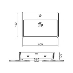 Karag Lavabo suspendu CONTOUR rectangulaire 60x40x12 cm