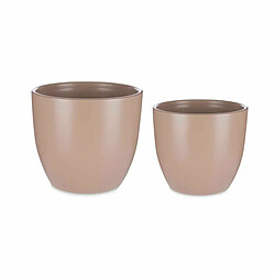 Ibergarden Set de pots Ø 22 cm Ø 28 cm 2 Pièces Beige Argile