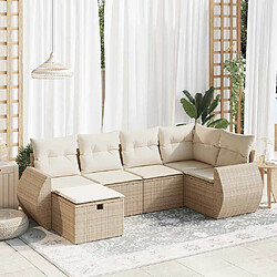 vidaXL Salon de jardin avec coussins 6 pcs beige résine tressée