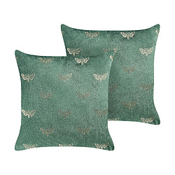 Beliani Lot de 2 coussins YUZURI Velours 45 x 45 cm Animal Vert émeraude