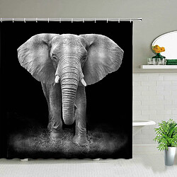 Avis Universal Fond noir Éléphant africain Imprimé léopard Style lion Set de rideaux de douche Animaux sauvages Imprimé salle de bains Décoration maison Garçon Cadeau Rideaux |(Le noir)