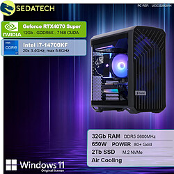 Sedatech Workstation Compact ATX • Intel i7-14700KF • RTX4070 Super • 32Go DDR5 • 2To SSD M.2 • Windows 11