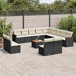 Maison Chic Salon de jardin avec coussins 14 pcs, Ensemble Tables et chaises de jardin, noir résine tressée -GKD167448