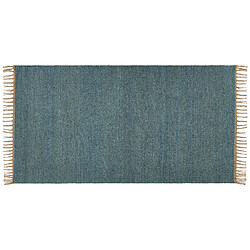 Beliani Tapis en jute 80 x 150 cm bleu turquoise LUNIA