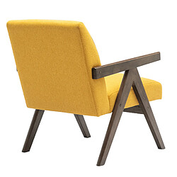 Avis Moloo WARREN - Fauteuil lounge en tissu Moutarde et bois teinté noyer gris