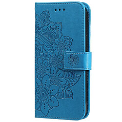 Etui en PU motif de fleurs avec support et cordon bleu pour votre Samsung Galaxy A03s (164.2 x 75.9 x 9.1mm)