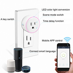 Acheter Wewoo Prise Connectée 10A Forme ronde WiFi 2.4GHz Mini Plug APP Télécommande Timing Smart Socket Fonctionne avec Alexa et Google Home lumière colorée, AC 100-240V, US