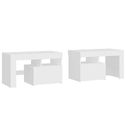 Avis Maison Chic Lot de 2 Tables de chevet - Tables de Nuit et lumières LED Blanc 70x36,5x40 cm