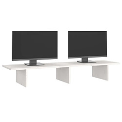 Avis vidaXL Support de moniteur Blanc 100x27x15 cm Bois de pin solide