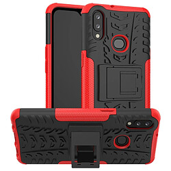 Wewoo Coque Pour Galaxy A10s Texture de pneu TPU antichoc + PC Housse de protection avec support rouge