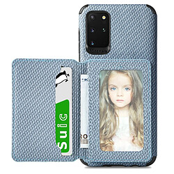 Coque en TPU + PU avec béquille et porte-carte bleu pour votre Samsung Galaxy S20 Plus