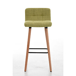 Decoshop26 Le tabouret de bar x1 avec repose-pieds et coutures décoratives en tissu vert 10_0005165