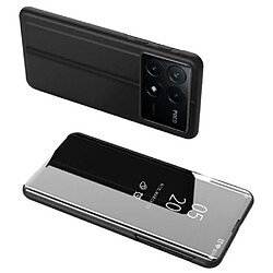 Htdmobiles Housse pour Xiaomi Redmi K70E 5G / Poco X6 Pro 5G - etui coque portefeuille clear view miroir + verre trempe - NOIR