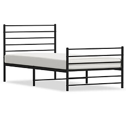 vidaXL Cadre de lit métal sans matelas avec pied de lit noir 75x190 cm