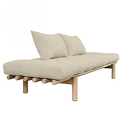 Inside 75 Méridienne futon PACE en pin coloris beige couchage 75*200 cm.