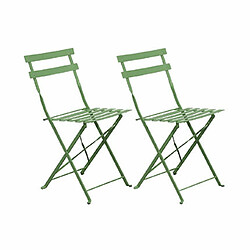 Acheter Mes Ensemble table + 2 chaises de jardin en métal vert - BACA