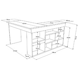 Acheter Vente-Unique Bureau d'angle avec rangements - Coloris : Blanc et naturel - LILEUL