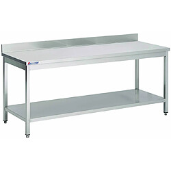 Table Inox Centrale Adossée AISI 304 avec Etagère Inférieure - Gamme 600 - Fabrinox