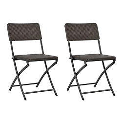 vidaXL Chaises pliables jardin 2 pcs - Marron