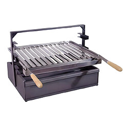 Visiodirect Support Barbecue avec tiroir et récupérateur de graisse, Bac avec Plaque pour Barbecue en Inox coloris Gris - 50 x 41 x 42cm