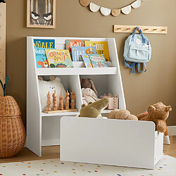 SoBuy KMB83-W Étagère de Rangement Enfant pour Jouets et Livres, Bibliothèque avec 2 Compartiments et 1 Tiroir à roulettes