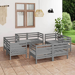 Maison Chic Salon de jardin 8 pcs - Table et chaises d'extérieur - Mobilier/Meubles de jardin Moderne Gris Bois de pin massif -MN63710