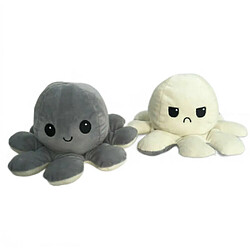 Universal Pieuvre en peluche, réversible, mignonne, retournée, jouets doux, cadeaux, joies, tristes, jouets (gris et blanc).