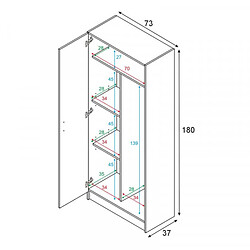 Acheter Dansmamaison Armoire de rangement 2 portes 2 tablettes - Blanc - MULA