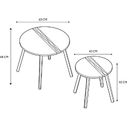 Avis The Home Deco Factory Tables gigognes bicolores Relief (Lot de 2) blanc.