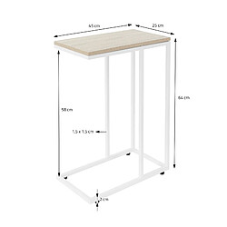 ML DESIGN MODERN LIVING Table d'appoint en forme de C 45x25x64 cm blanc/chêne en bois avec structure métallique ML-Design