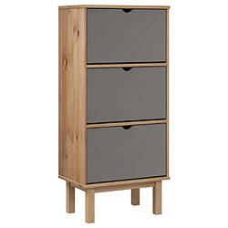 vidaXL Armoire à chaussures OTTA et 3 tiroirs Marron et gris Bois pin