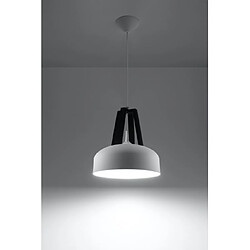 Luminaire Center Suspension CASCO acier/bois/plastique blanc/noir 1 ampoule