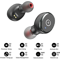 Avis Chrono Écouteurs sans fil Chronus T10 Bluetooth 5.0 avec étui de chargement sans fil Casque stéréo étanche IPX8 dans l'oreille(noir)