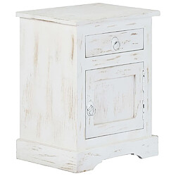 Helloshop26 Table de nuit chevet commode armoire meuble chambre blanc 40 x 30 x 50 cm bois de manguier massif 1402133 pas cher