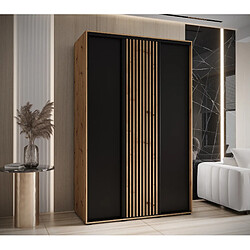 Abiks Meble Armoire SAPPORO 1 À Portes Coulissantes 205,2/150/45 3 Portes (Artisan/Noir)