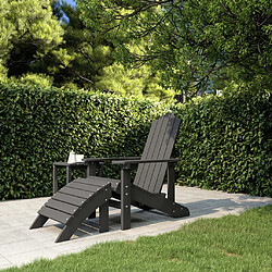 vidaXL Chaise de jardin Adirondack avec repose-pied PEHD anthracite 