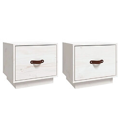 Maison Chic Lot de 2 Tables de chevet - Tables de Nuit Blanc 40x34x35 cm Bois de pin massif