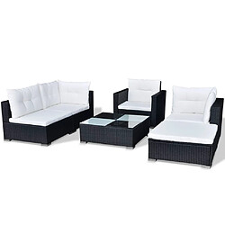 Acheter vidaXL Salon de jardin 6 pcs avec coussins résine tressée noir