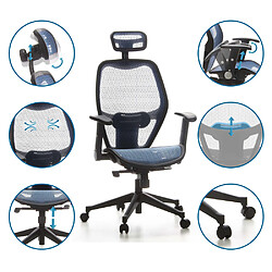 Avis Siège de bureau / Fauteuil de direction AIR-PORT, tissu maille bleu hjh OFFICE