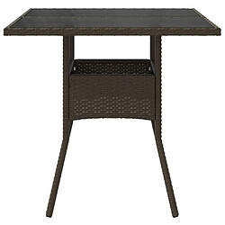 Maison Chic Table de jardin | Table d'extérieur avec dessus en verre marron résine tressée -GKD13969 pas cher