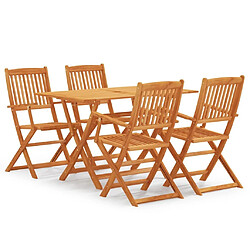 Maison Chic Mobilier à dîner pliable 5 pcs de jardin - Ensemble table et chaises d'extérieur - Salon/Mobilier de jardin classique Bois d'eucalyptus -MN98352