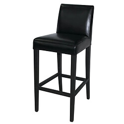 Tabouret de bar haut avec dossier en simili cuir noir - Bolero