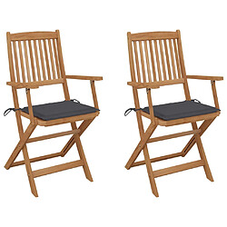 vidaXL Chaises pliables de jardin lot de 2 avec coussins Bois d'acacia