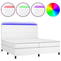 vidaXL Sommier à lattes de lit avec matelas et LED Blanc 200x200 cm