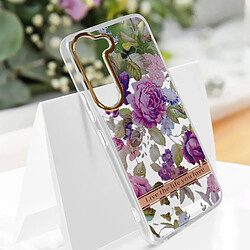 Avizar Coque pour Samsung Galaxy S23 Dos Rigide Contour Souple Design Fleurs Violettes pas cher