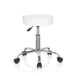 Tabouret / siège pivotant / siège technique OPERATOR II simili-cuir blanc chrome hjh OFFICE