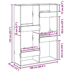 vidaXL Cloison de séparation gris béton 100x33x135cm bois d'ingénierie pas cher