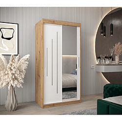 Abiks Meble Armoire YORK 2 À Portes Coulissantes 200/100/62 2 Portes (Artisan/Blanc)