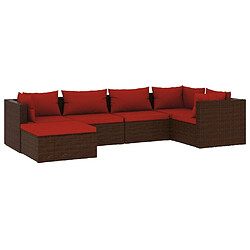 Maison Chic Salon de jardin 6 pcs + coussins - Mobilier/Meubles de jardin - Table et chaises d'extérieur Résine tressée Marron -MN44244