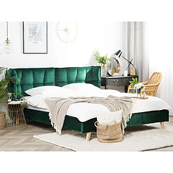 Beliani Lit double en velours vert foncé 180 x 200 cm SENLIS